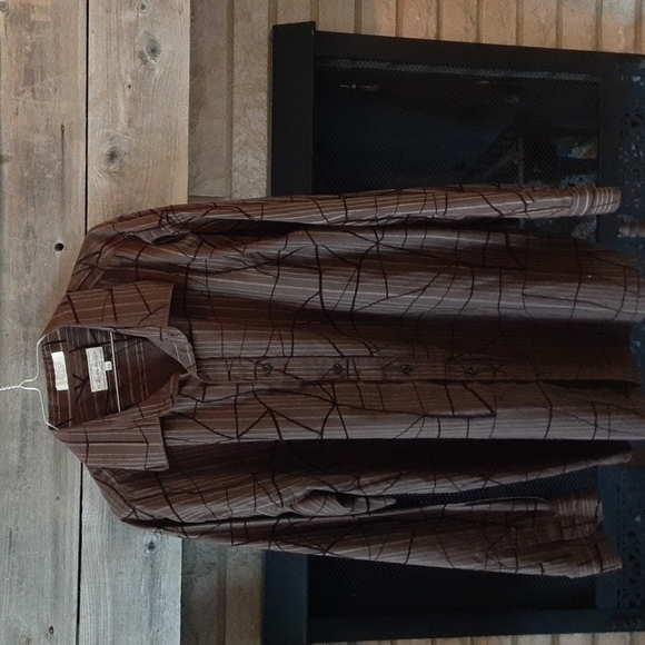 Eighty eight mens button down large brown gold velour stripe long sleeve XXL - Picture 1 of 11